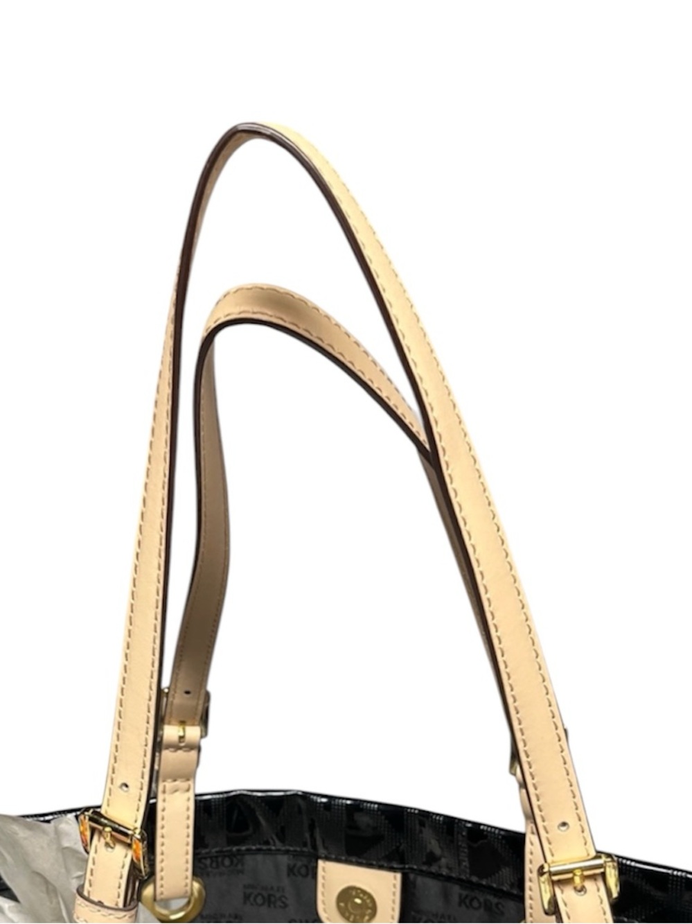 Michael Kors Black Logo Tote Gold Hardware Large Shoulder Bag - Picture 5 of 12